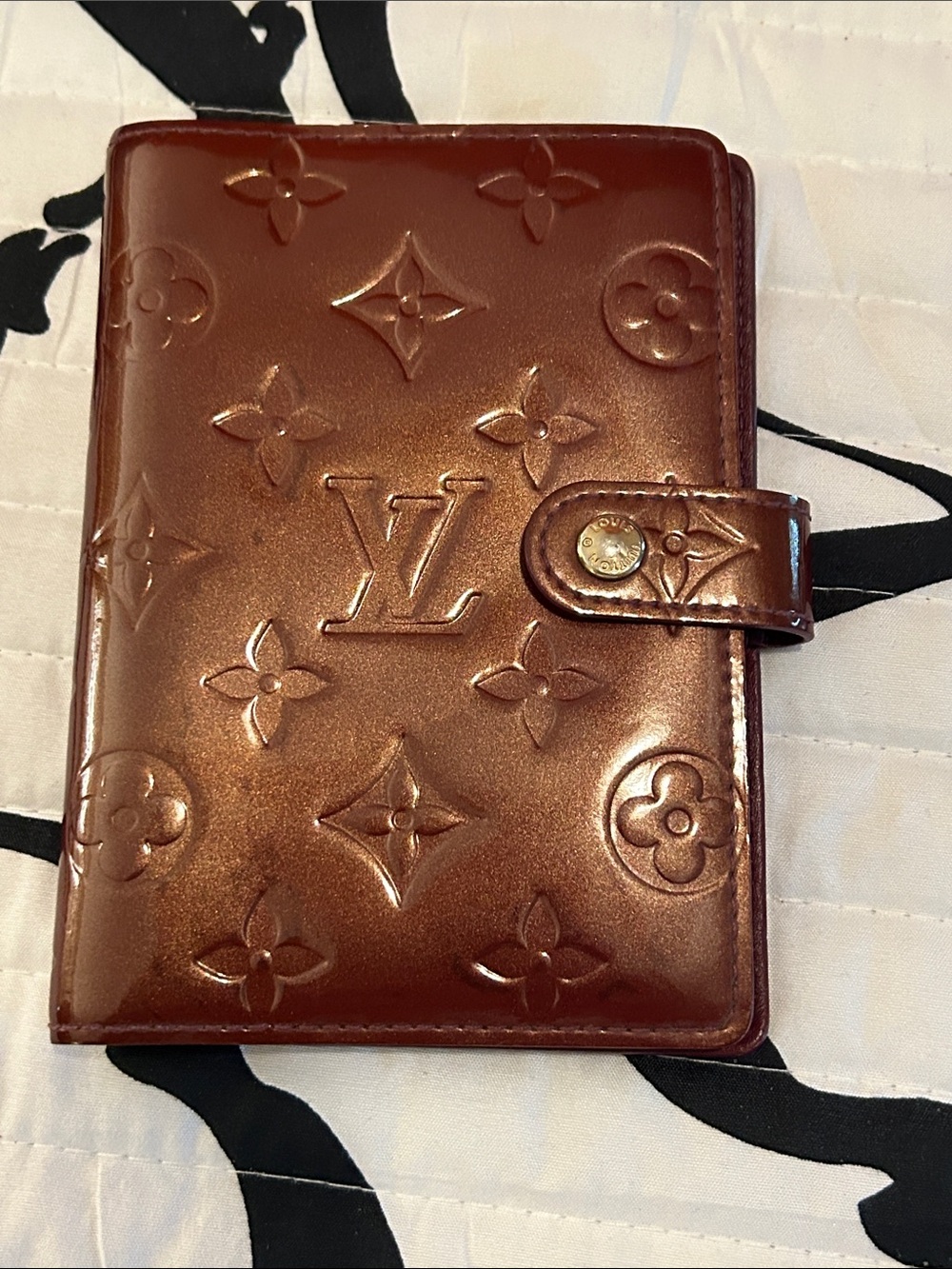 Louis Vuitton Metallic Brown Vernis Monogram Agenda and card holder